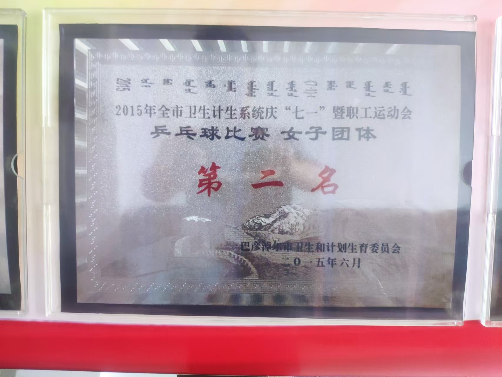 2015卫生系统“七一”乒乓球赛女子团体“第二名”
